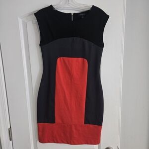 Banana‎ Republic Colorblock Sheath Dress Women's Size 0 Black Red Sleeveless Zip